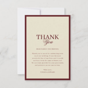 Tarjeta de agradecimiento de boda retro con borde 