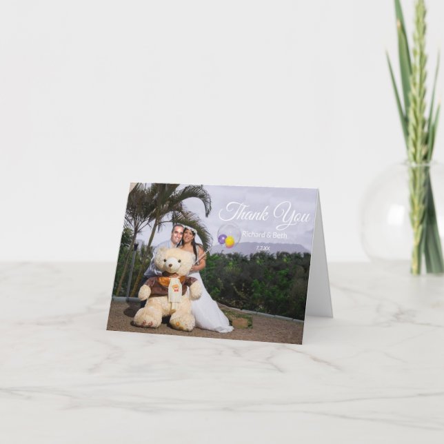 Tarjeta de agradecimiento de boda romántica (Anverso)