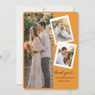Tarjeta de agradecimiento de boda romántica con co