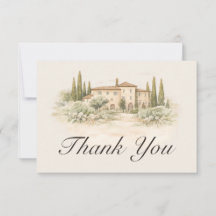 Tarjeta de agradecimiento de boda romántica italia