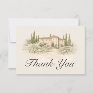 Tarjeta de agradecimiento de boda romántica italia