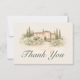 Tarjeta de agradecimiento de boda romántica italia