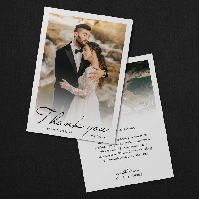 Tarjeta de agradecimiento de boda romántica minima (Subido por el creador)