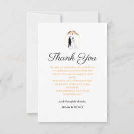 Tarjeta de agradecimiento de boda romántica minima