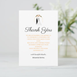 Tarjeta de agradecimiento de boda romántica minima