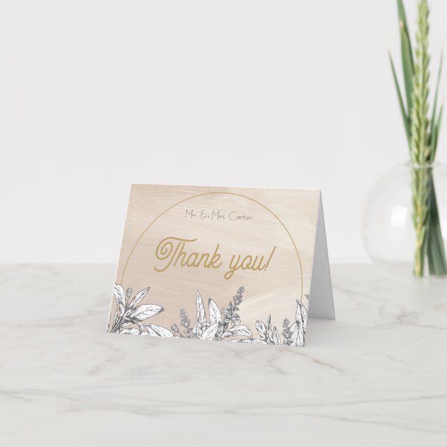 Tarjeta de agradecimiento de boda rosa pastel (Anverso)