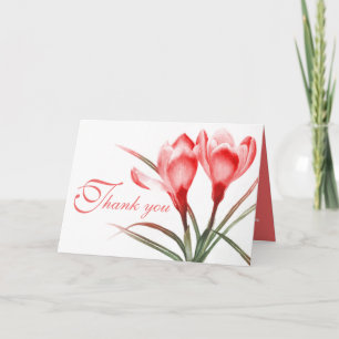 Tarjeta de agradecimiento de boda rosa roja Crocus