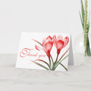 Tarjeta de agradecimiento de boda rosa rojo crocus
