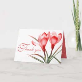 Tarjeta de agradecimiento de boda rosa rojo crocus