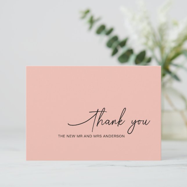 Tarjeta de agradecimiento de boda rosa romántica c (Anverso de pie)