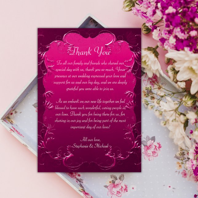 Tarjeta De Agradecimiento De Boda Rosado De Swirls (Subido por el creador)