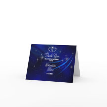Tarjeta de agradecimiento de boda Royal Blue Diama