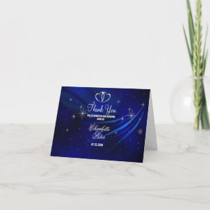 Tarjeta de agradecimiento de boda Royal Blue Diama