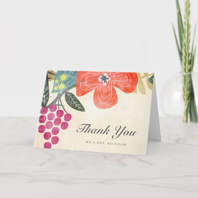 Tarjeta de agradecimiento de boda Rustic Paradise (Anverso)