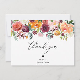 Tarjeta de agradecimiento de boda rústica