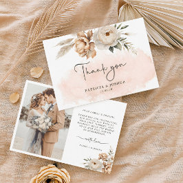 Tarjeta de agradecimiento de boda rústica boho