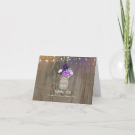 Tarjeta de agradecimiento de boda rústica con flor