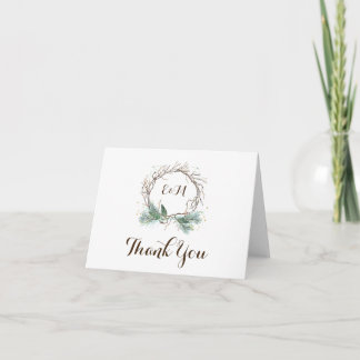 Tarjeta de agradecimiento de boda rústica Corona d
