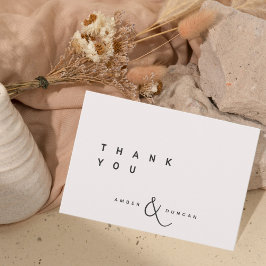 Tarjeta de agradecimiento de boda sencilla Ecru