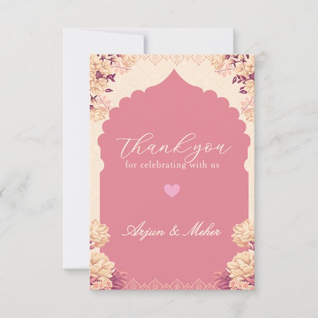 Tarjeta de agradecimiento de boda Sikh | Boda Punj (Anverso)