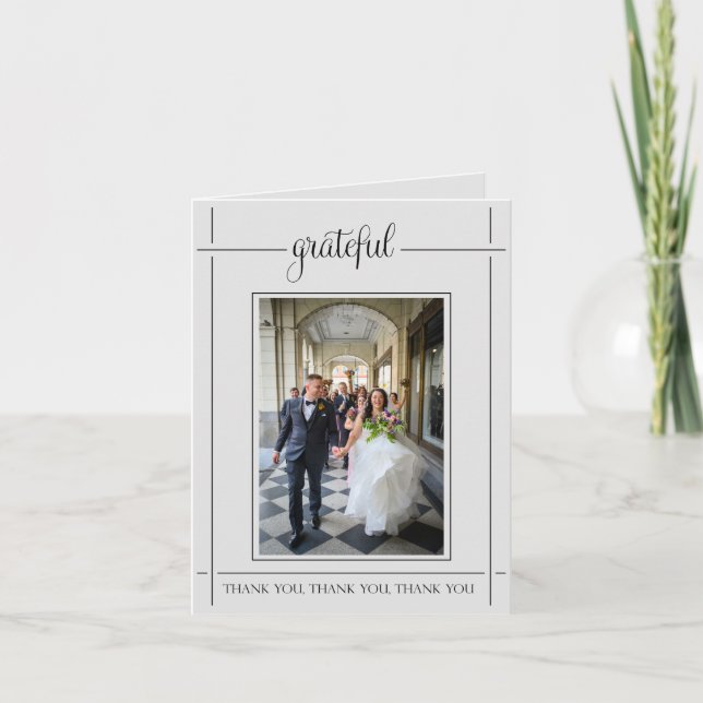 Tarjeta de agradecimiento de boda simple - Agradec (Anverso)