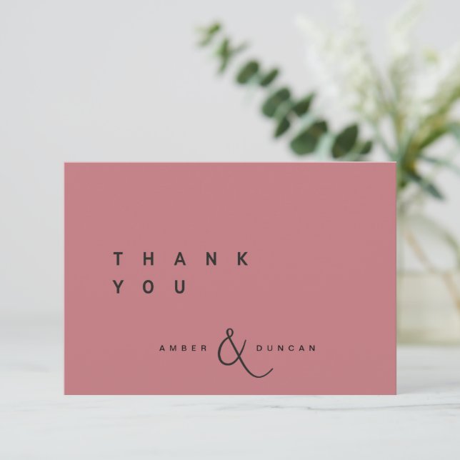 Tarjeta de agradecimiento de boda simple con bayas (Anverso de pie)
