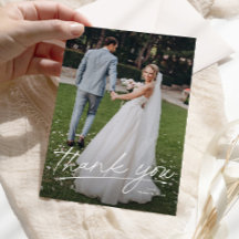 Tarjeta de agradecimiento de boda simple con dos f