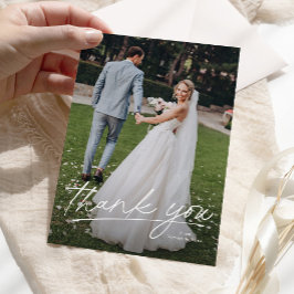 Tarjeta de agradecimiento de boda simple con dos f