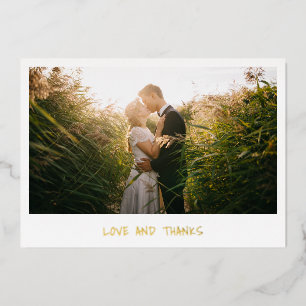 Tarjeta de agradecimiento de boda simple con foto 
