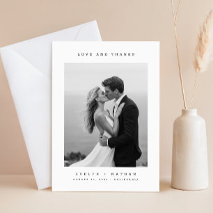 Tarjeta de agradecimiento de boda simple con foto