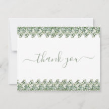 Tarjeta de agradecimiento de boda simple con veget