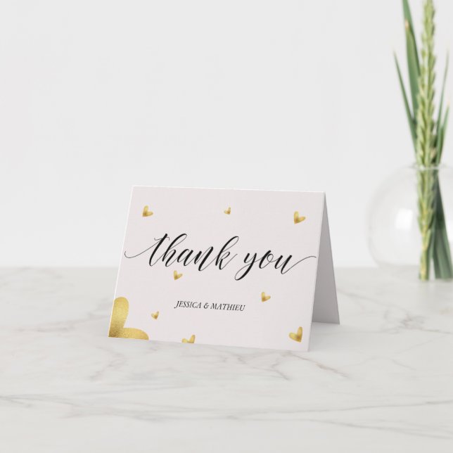 Tarjeta de agradecimiento de boda Simple crema Cor (Anverso)