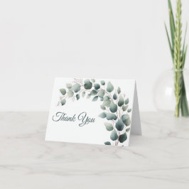 Tarjeta de agradecimiento de boda simple de eucali