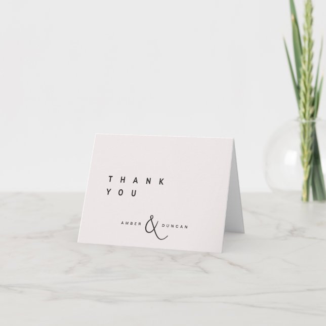 Tarjeta de agradecimiento de boda simple doblada E (Anverso)