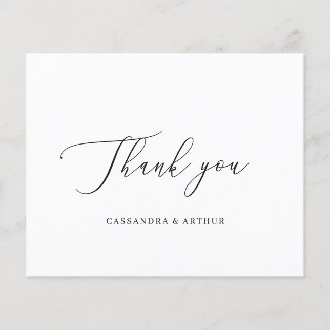 Tarjeta de agradecimiento de boda simple elegante  (Anverso)
