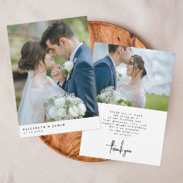 Tarjeta de agradecimiento de boda simple y elegant