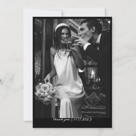 Tarjeta de agradecimiento de boda simple y elegant