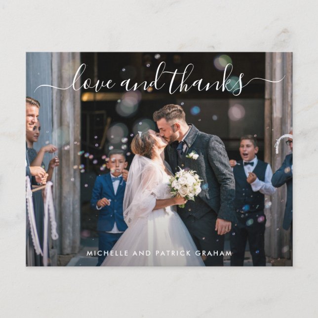 Tarjeta de agradecimiento de boda simple y moderna (Anverso)