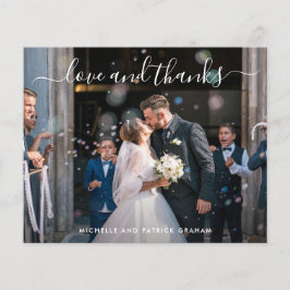 Tarjeta de agradecimiento de boda simple y moderna