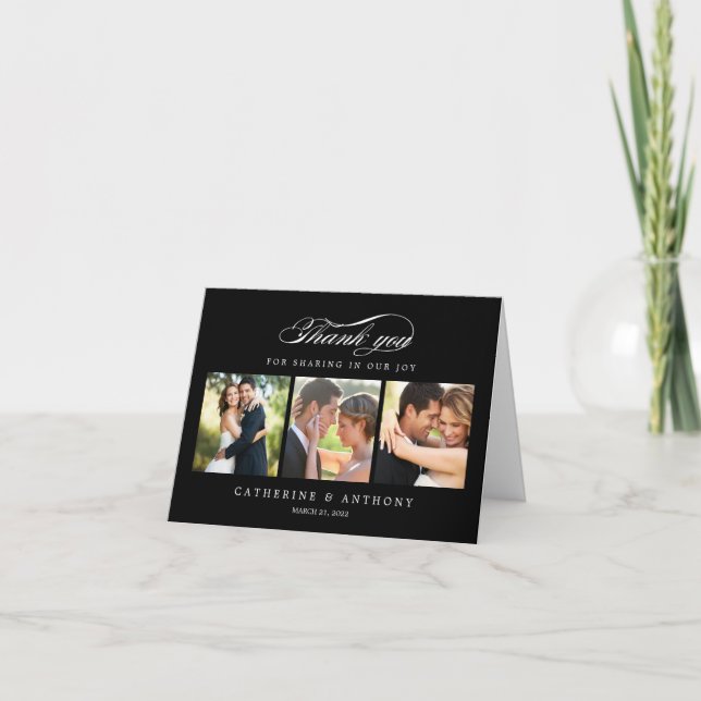 Tarjeta de agradecimiento de boda simplemente eleg (Anverso)
