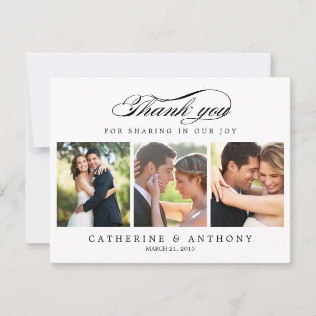 Tarjeta de agradecimiento de boda simplemente eleg (Anverso)