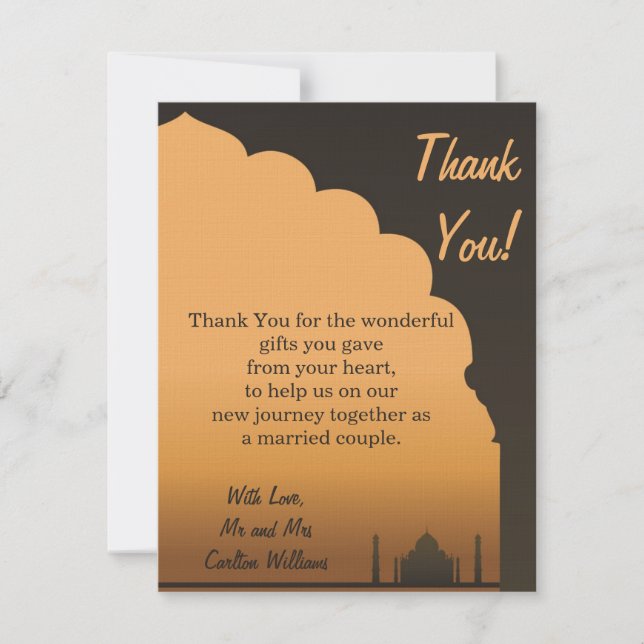 Tarjeta de agradecimiento de boda soñada india pla (Anverso)