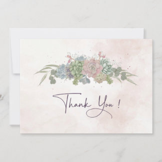 Tarjeta de agradecimiento de boda suculenta