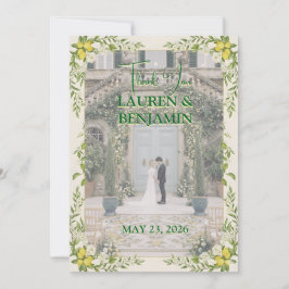 Tarjeta de agradecimiento de boda Sunny Lemon
