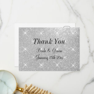 Tarjeta de agradecimiento de boda súper glamurosa