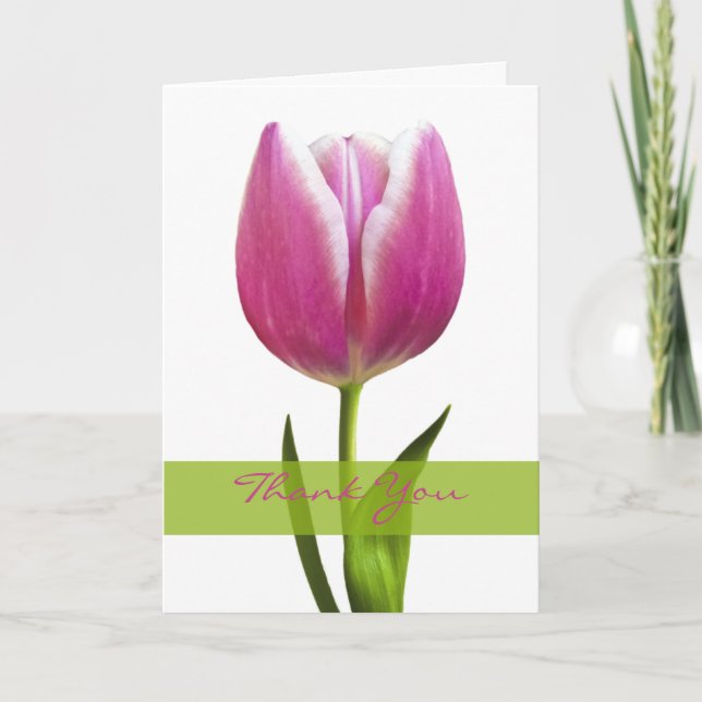 Tarjeta de agradecimiento de boda Tulipán Rosa (Anverso)