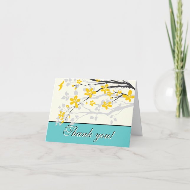Tarjeta de agradecimiento de boda turquesa flores  (Anverso)