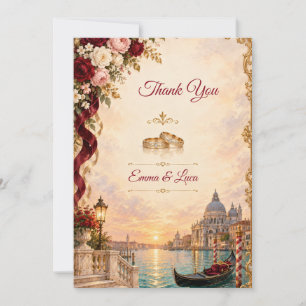 Tarjeta de agradecimiento de boda Venetian Rose Bu