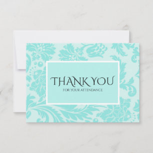tarjeta de agradecimiento de boda verde azulada da