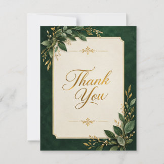 Tarjeta de agradecimiento de boda verde bosque dor